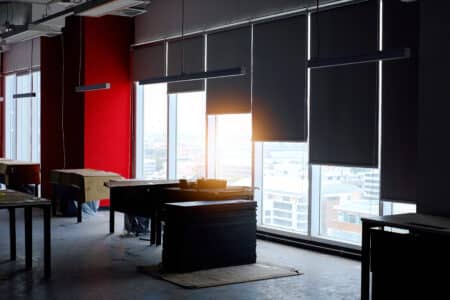 Blackout roller shades for office space